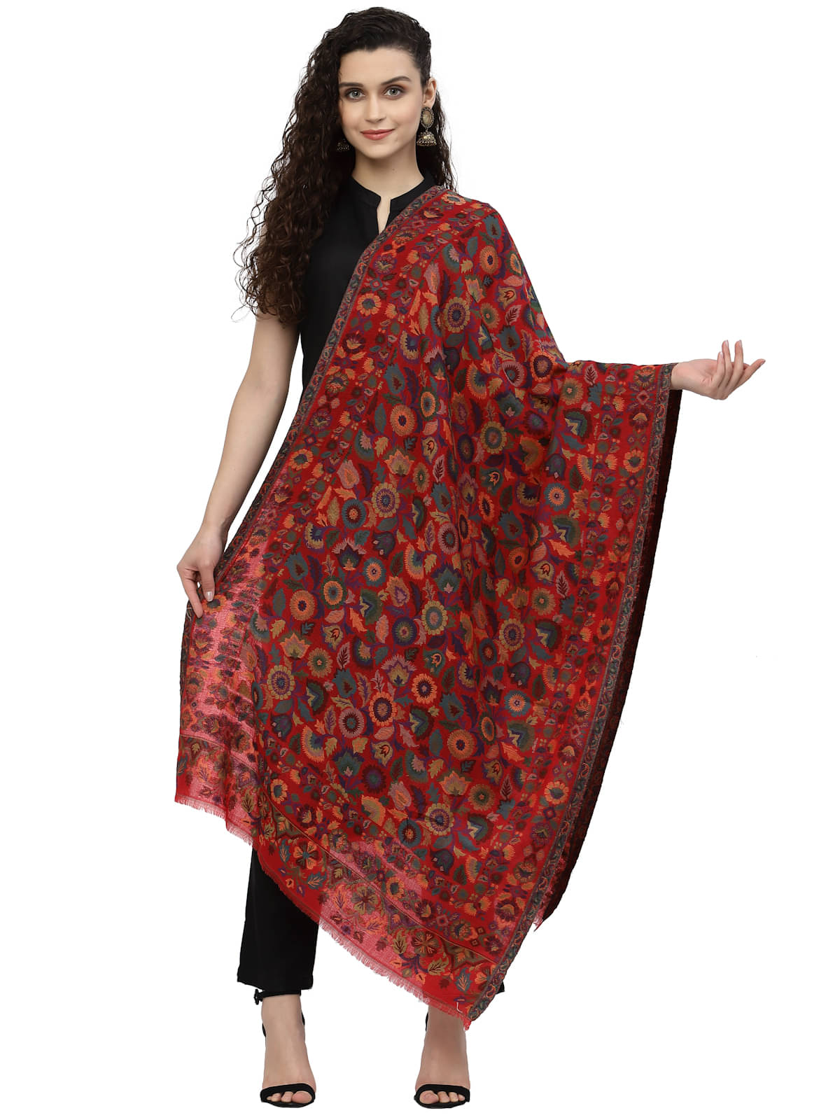 Anekaant Red Self Design Shawl - ( Pack of 1 ) Anekaant Red Self Design Shawl - ( Pack of 1 )