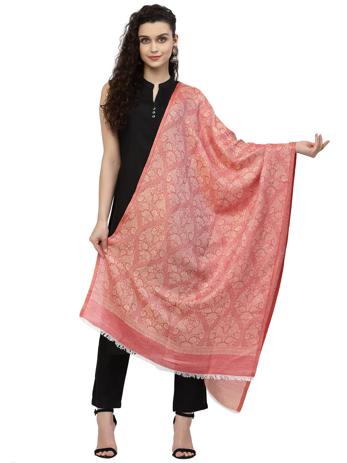     			Anekaant Red Self Design Shawl - ( Pack of 1 )