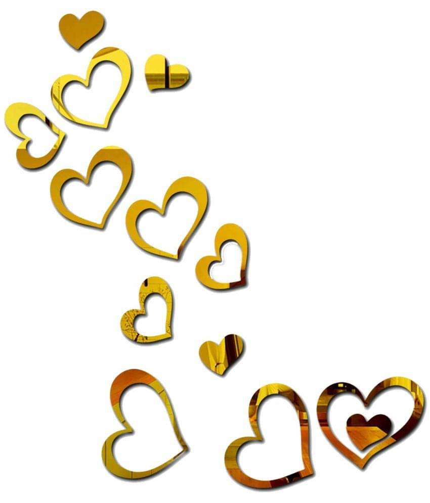 Asmi Collection Self Adhesive 12 Gold Acrylic Mirror Hearts Wall Sticker ( 110 x 60 cms ) Asmi Collection Self Adhesive 12 Gold Acrylic Mirror Hearts Wall Sticker ( 110 x 60 cms )
