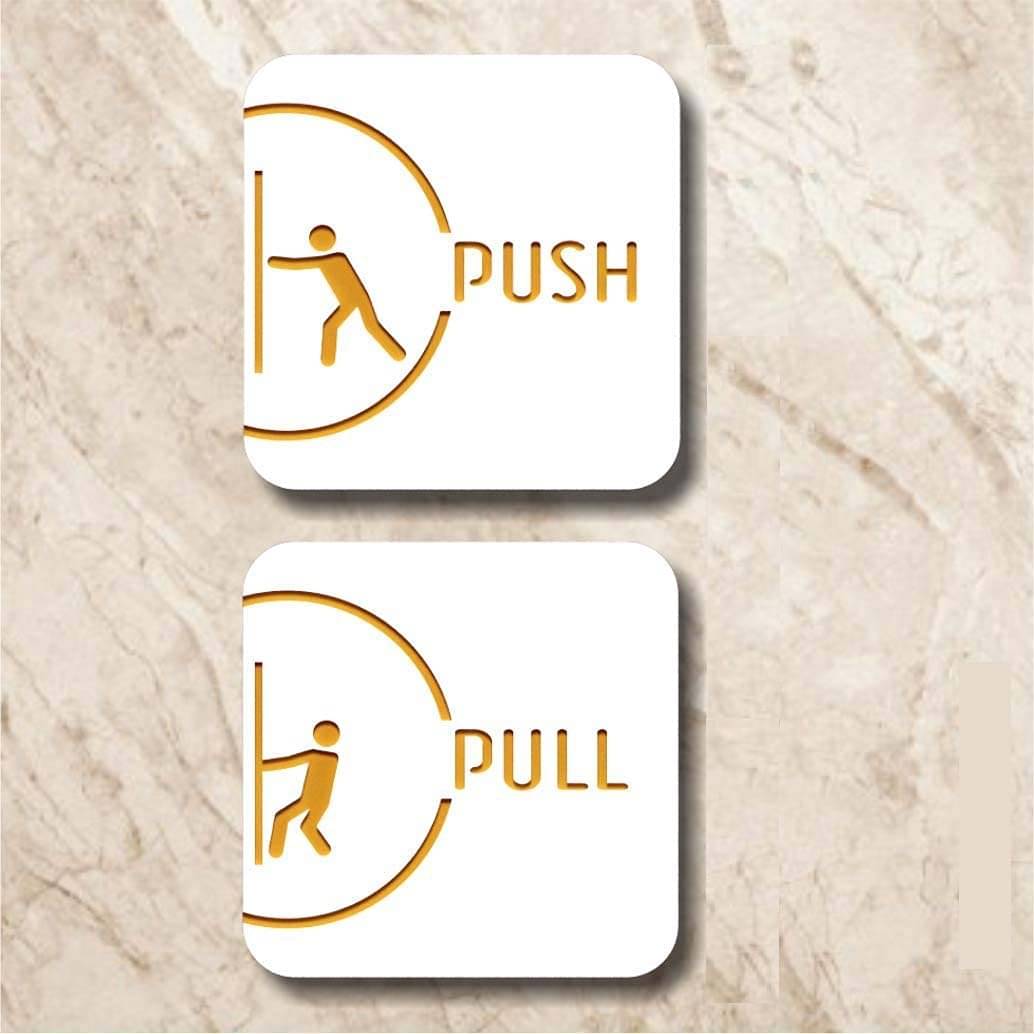 Asmi Collection White & Gold Self Adhesive Acrylic Pull Push Sign Wall Sticker ( 12 x 12 cms ) Asmi Collection White & Gold Self Adhesive Acrylic Pull Push Sign Wall Sticker ( 12 x 12 cms )