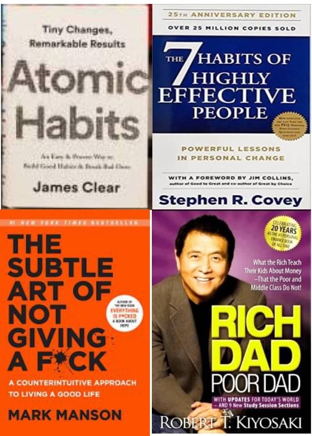     			Atomic Habits + 7 Habits + The Subtle Art + Rich Dad Poor Dad