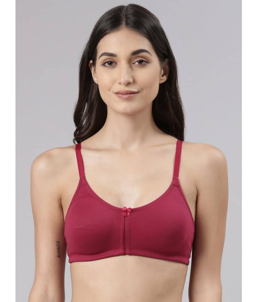 Dollar Missy - Burgundy Cotton Non Padded Women's T-Shirt Bra ( Pack of 1 )