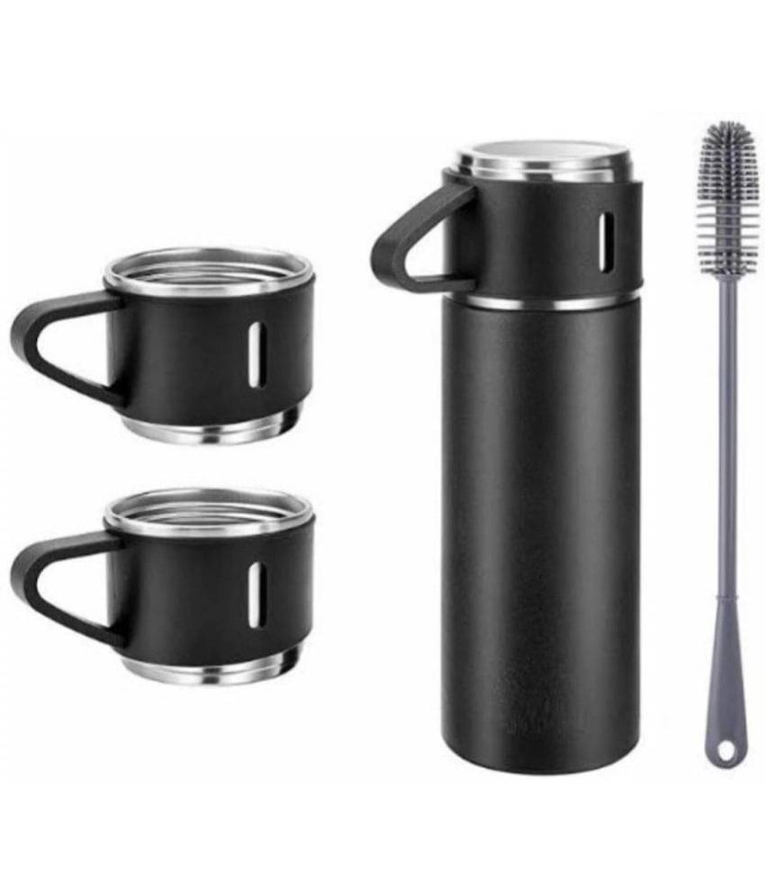 FLEXTOX Vacuum Flask set 3Cup set for Hot & Cold Drink BPA Free(Black)with Silic - Black Steel Flask ( 500 ml ) FLEXTOX Vacuum Flask set 3Cup set for Hot & Cold Drink BPA Free(Black)with Silic - Black Steel Flask ( 500 ml )