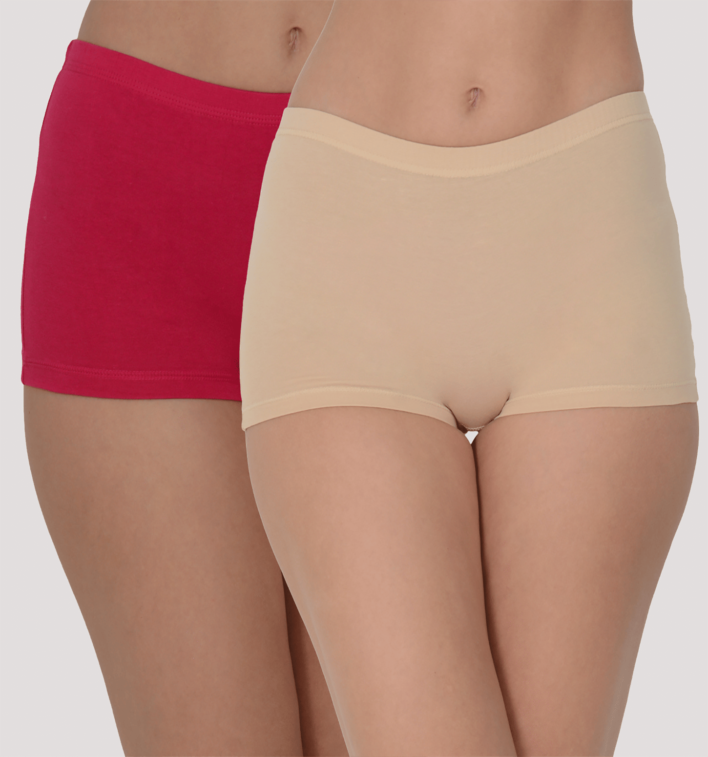 Leading Lady Pack of 2 Cotton Solid Women's Boy Shorts ( Maroon )