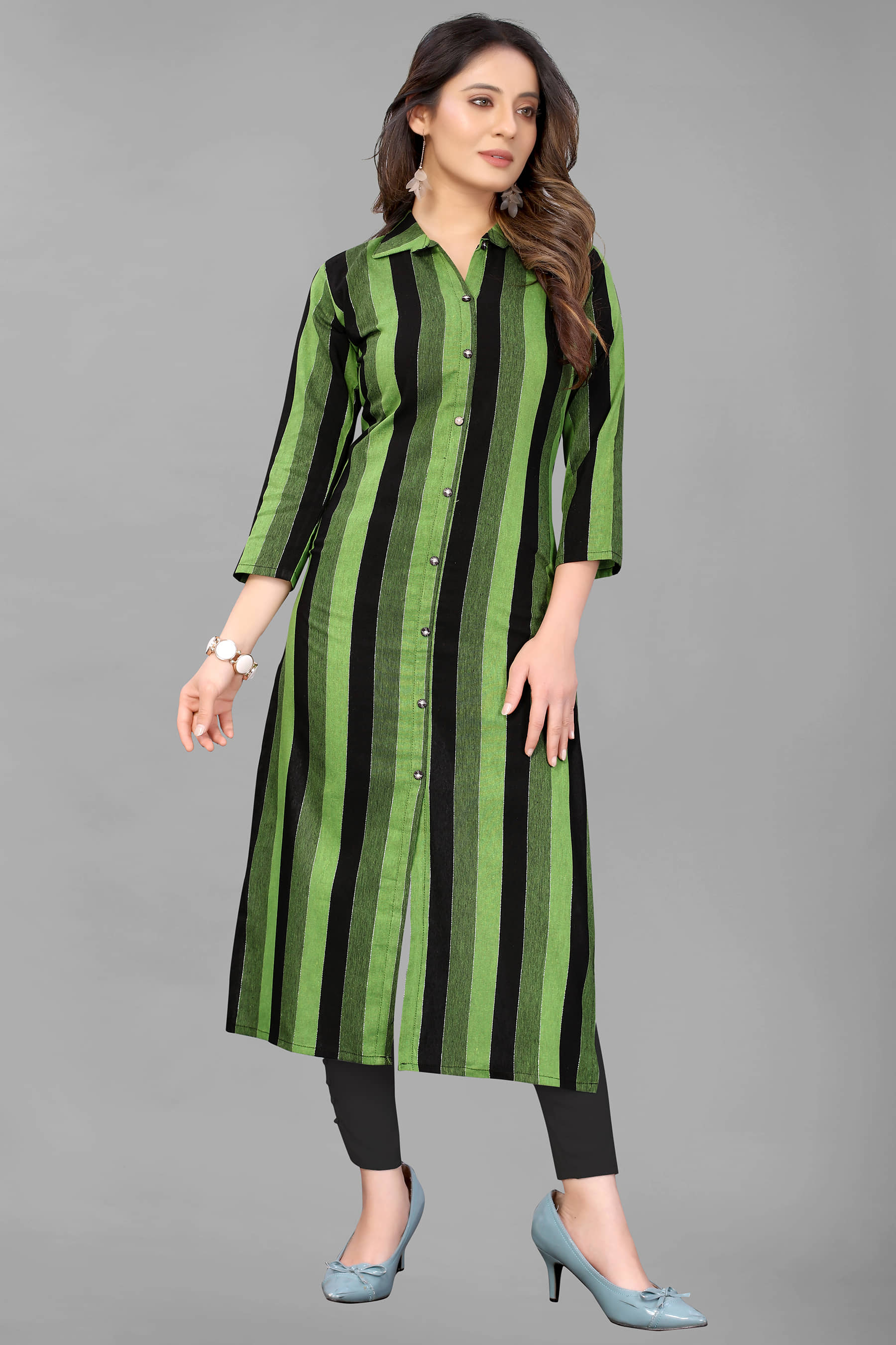 MEHZEEL FAB - Green Front Slit Cotton Blend Women's Stitched Salwar Suit ( Pack of 1 )