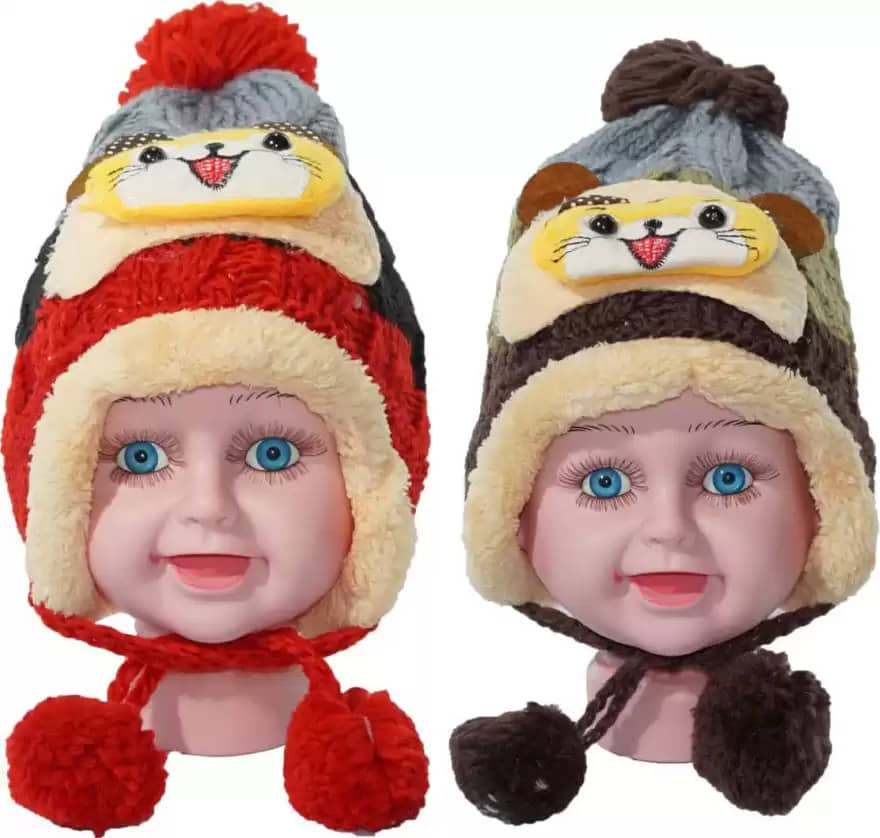 Modern Kids Hats & Caps For Winter Soft Woolen Cap For Baby Boys & Girls