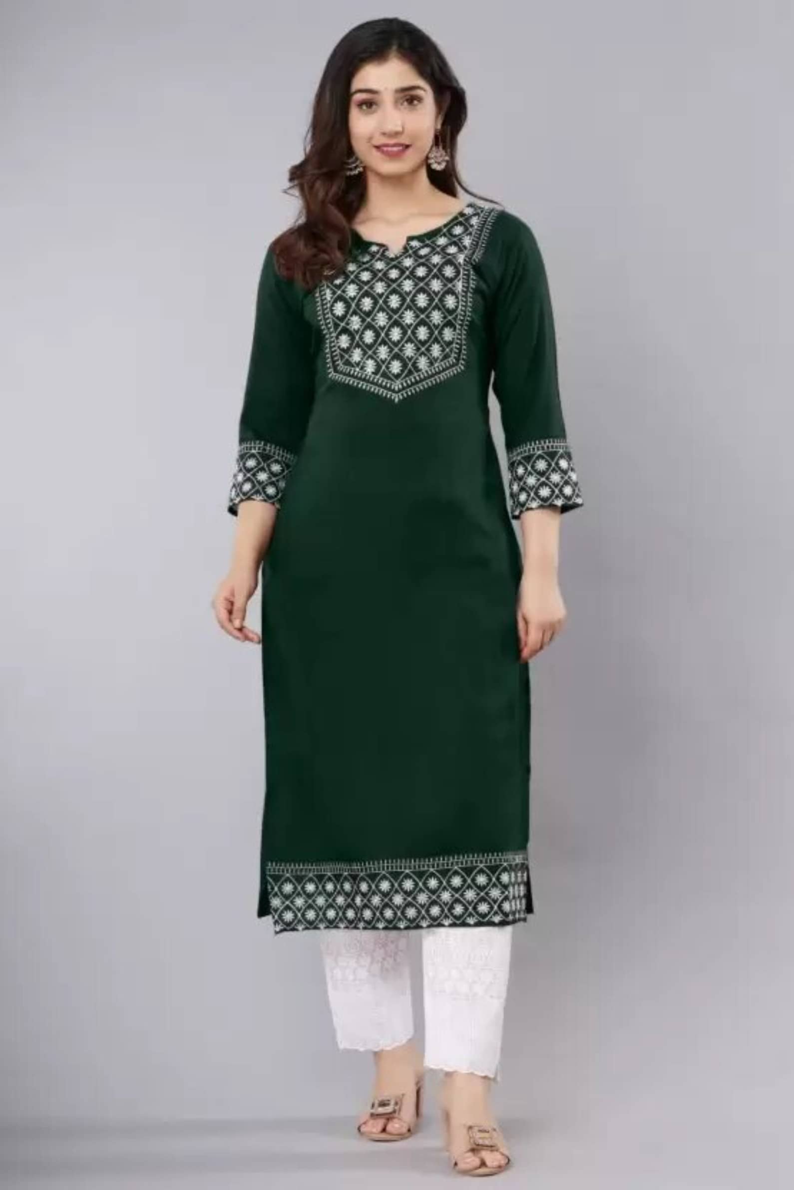 P PRIYA FASHION - Maroon Rayon Women's Straight Kurti ( Pack of 1 ) - Kurtis, Tunics | Buy online on ZillyBuy