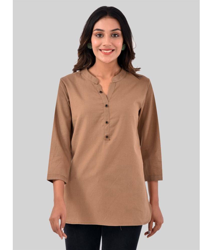     			QuaClo Women's Cotton Regular Top ( Coffee )