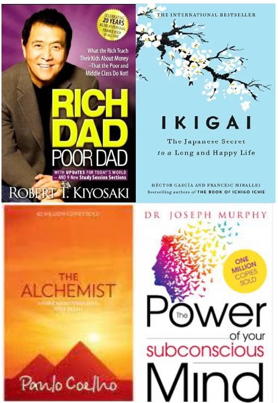 Rich Dad Poor Dad + Ikigai + The Alchemist + The Power of Subconscious mind