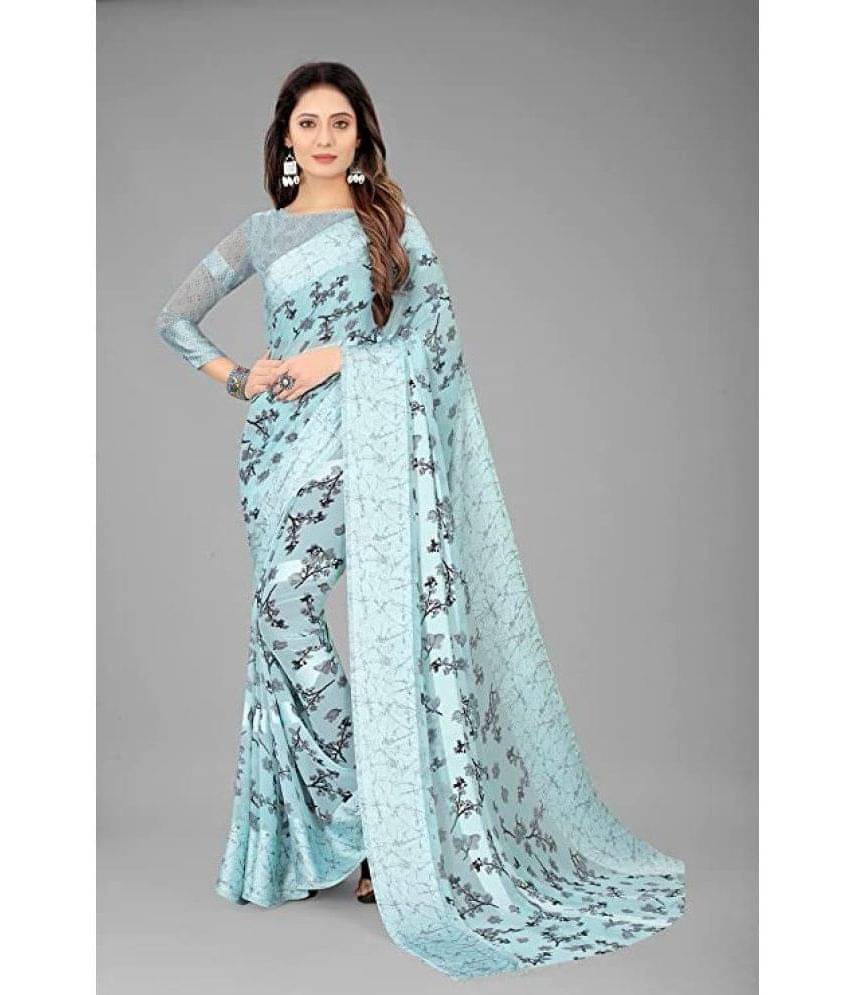 Sanjana Silks Georgette Printed Saree With Unstitched Blouse Piece ( Blue ) Sanjana Silks Georgette Printed Saree With Unstitched Blouse Piece ( Blue )