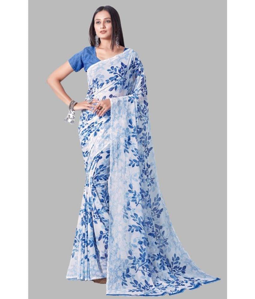 Sanjana Silks Georgette Printed Saree With Unstitched Blouse Piece ( Blue ) Sanjana Silks Georgette Printed Saree With Unstitched Blouse Piece ( Blue )