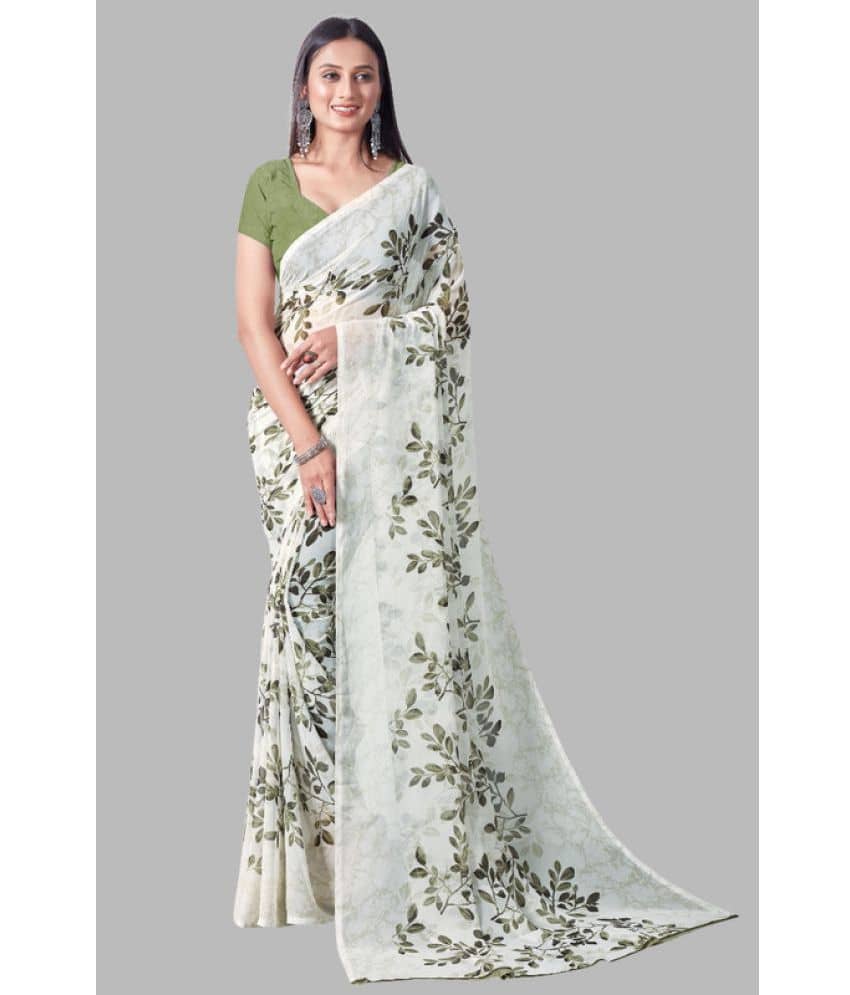 Sanjana Silks Georgette Printed Saree With Unstitched Blouse Piece ( Brown ) - Sarees | Buy online on ZillyBuy