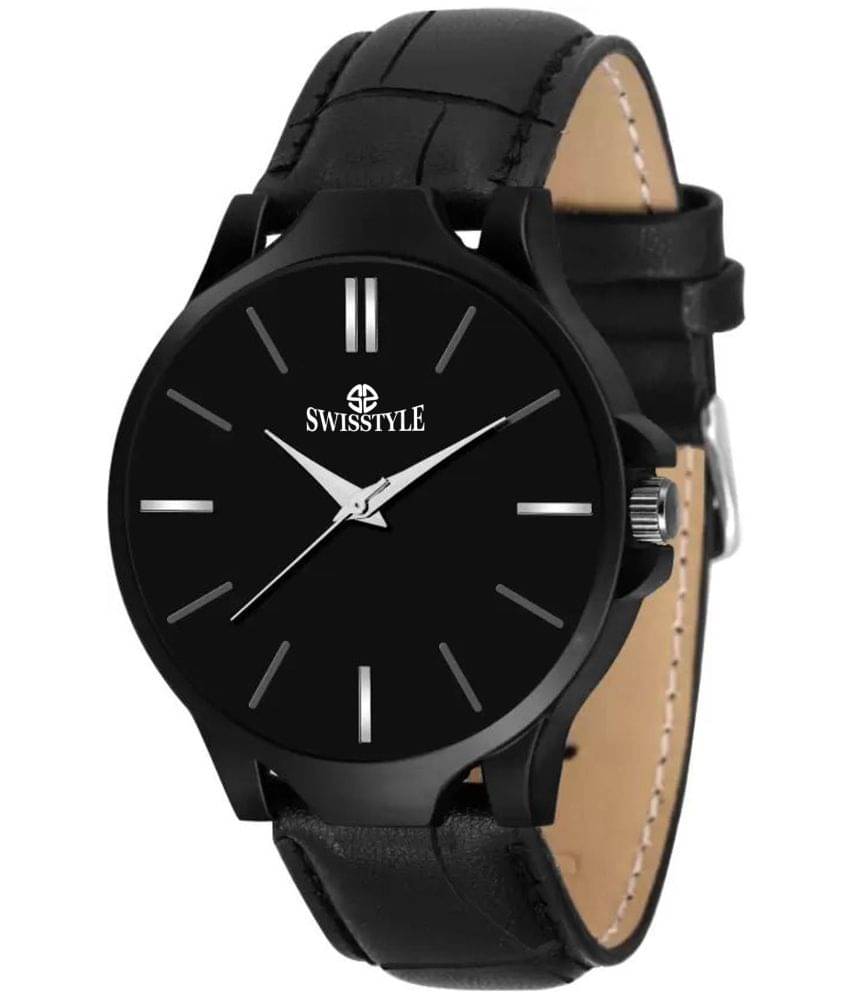     			Swisstyle - Black Leather Analog Men's Watch