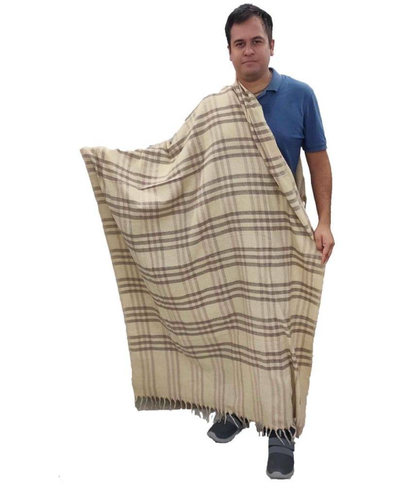     			Vrinde Beige Checks Shawl - ( Pack of 1 )