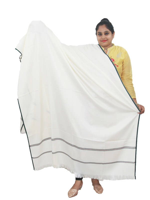 Vrinde Off White Self Design Shawl - ( Pack of 1 ) Vrinde Off White Self Design Shawl - ( Pack of 1 )