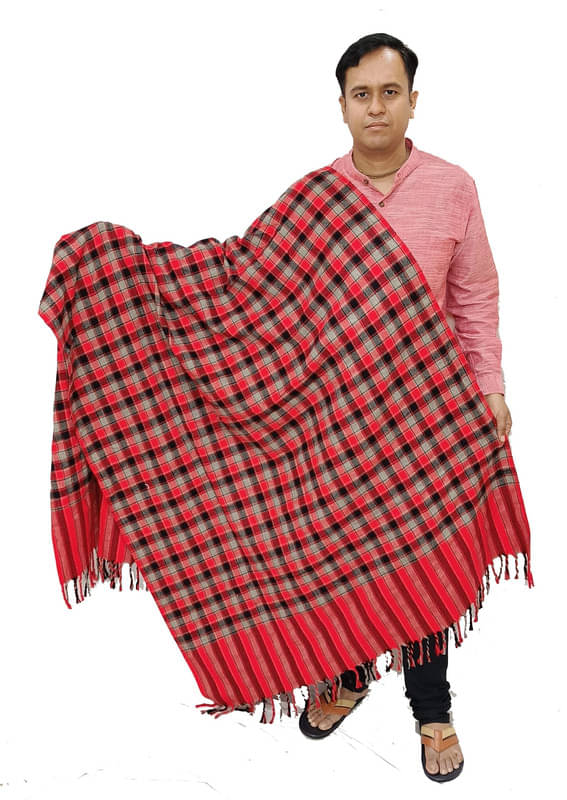 Vrinde Red Checks Shawl - ( Pack of 1 ) Vrinde Red Checks Shawl - ( Pack of 1 )