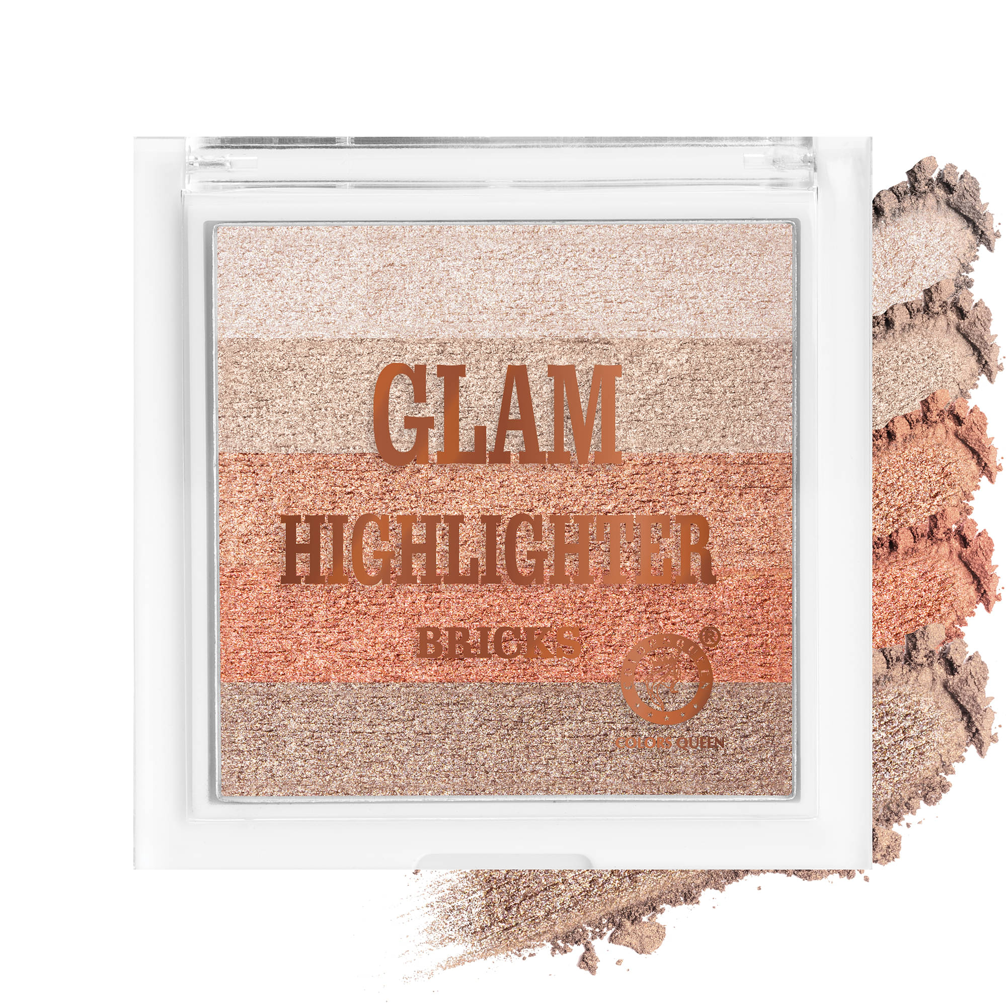 Colors Queen Glam Shimmmer Brick Highlighter 12g, (Multishade - 01)     			Colors Queen Glam Shimmmer Brick Highlighter 12g, (Multishade - 01)