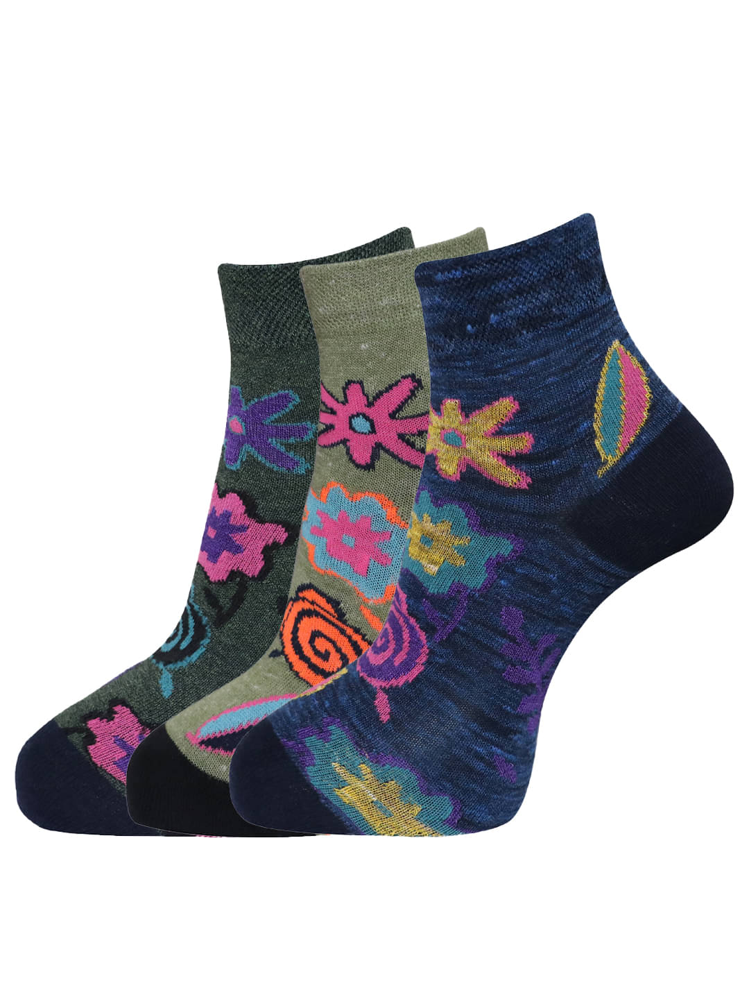     			Dollar - Multicolor Cotton Women's Ankle Length Socks ( Pack of 3 )