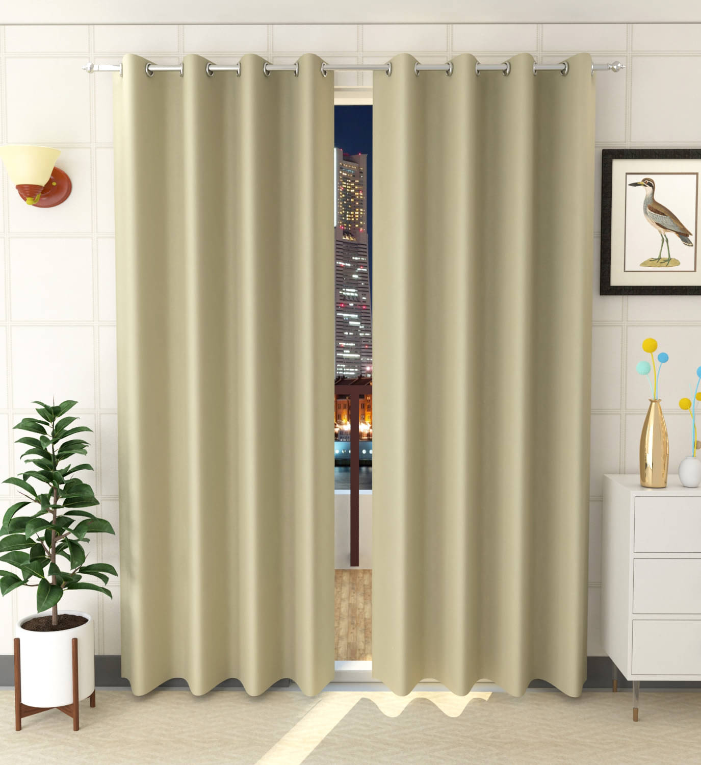 Homefab India Solid Blackout Eyelet Window Curtain 5ft (Pack of 2) - Green Homefab India Solid Blackout Eyelet Window Curtain 5ft (Pack of 2) - Green