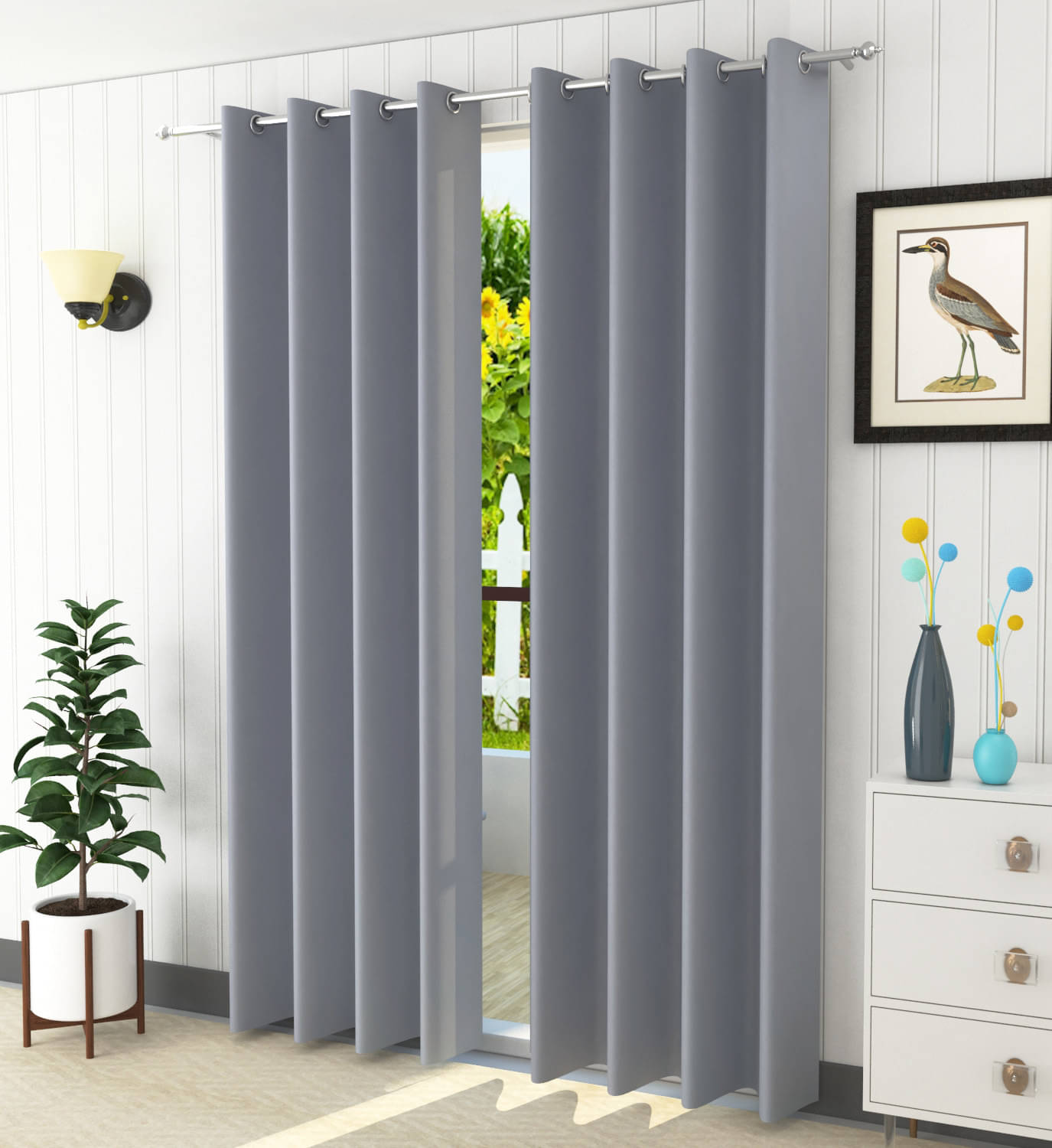 Homefab India Solid Blackout Eyelet Window Curtain 5ft (Pack of 2) - Light Grey     			Homefab India Solid Blackout Eyelet Window Curtain 5ft (Pack of 2) - Light Grey