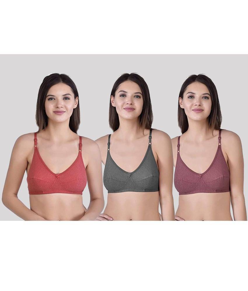 Kiran Enterprises Pack of 3 Cotton Non Padded Women's T-Shirt Bra ( Multicolor )     			Kiran Enterprises Pack of 3 Cotton Non Padded Women's T-Shirt Bra ( Multicolor )