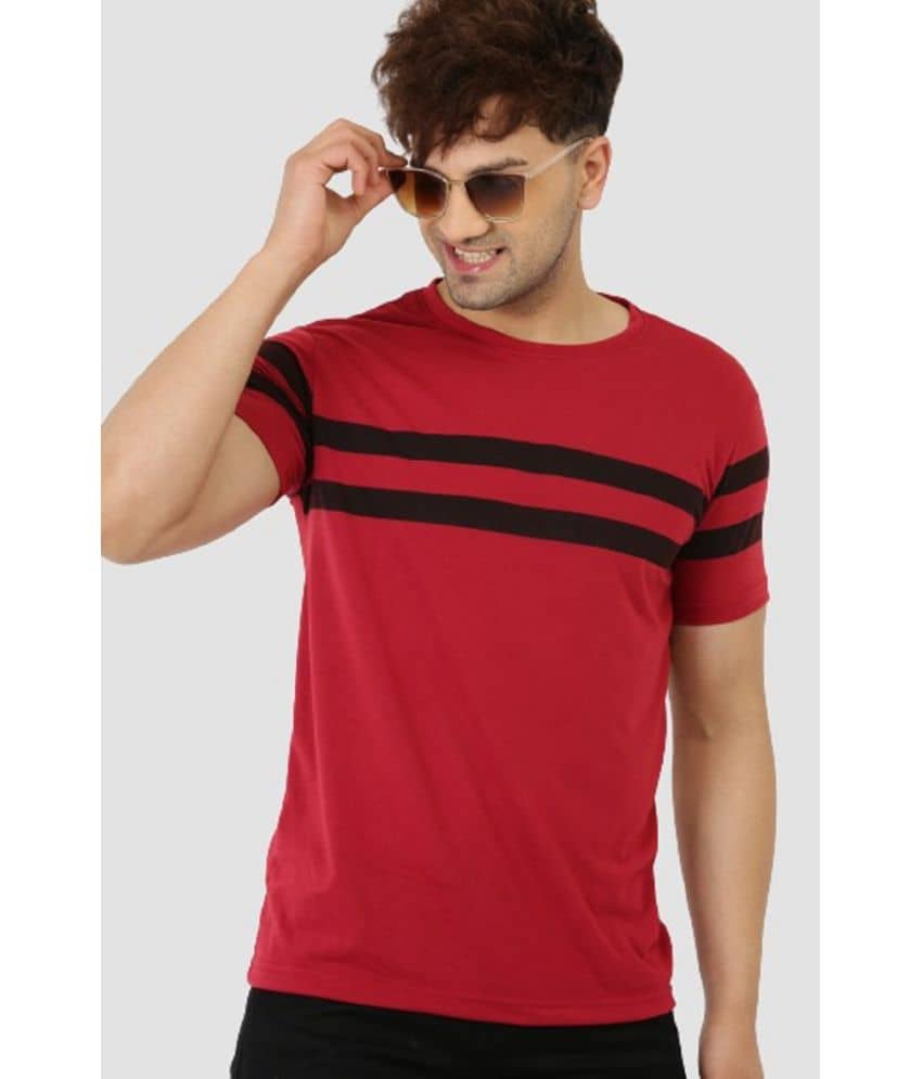 Leotude Pack of 1 Cotton Blend Regular Fit Men's T-Shirt ( Maroon )