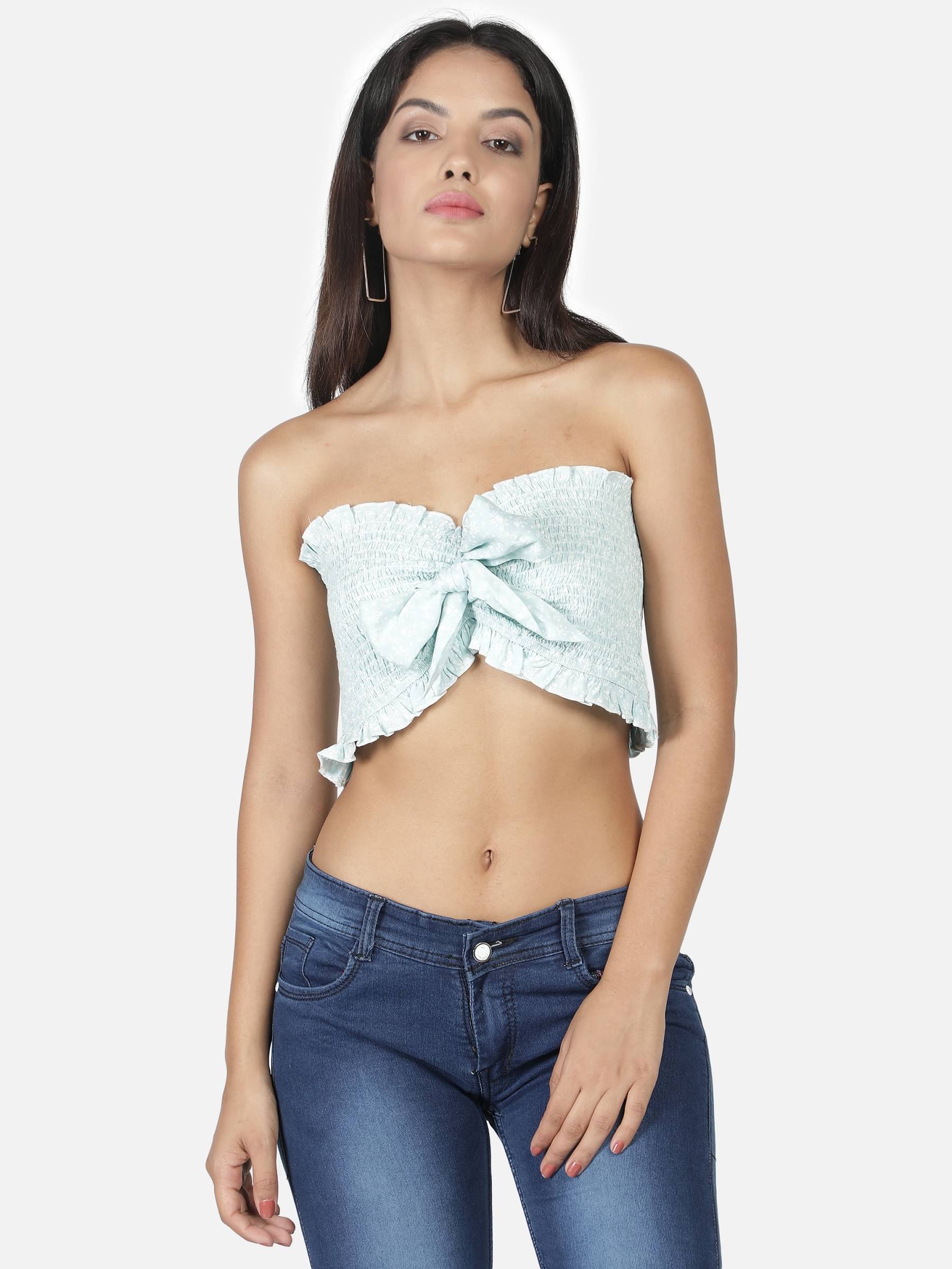     			NUEVOSDAMAS Women's Rayon Crop Top ( Blue )