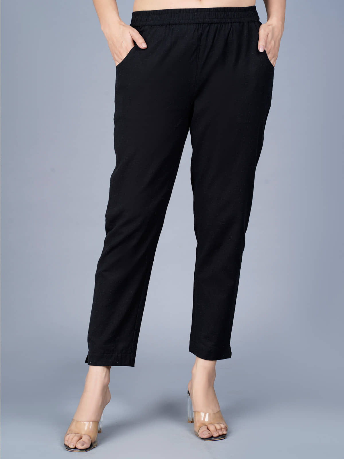 QuaClo - Black Cotton Regular Women's Casual Pants ( Pack of 1 ) - Trousers | Buy online on ZillyBuy