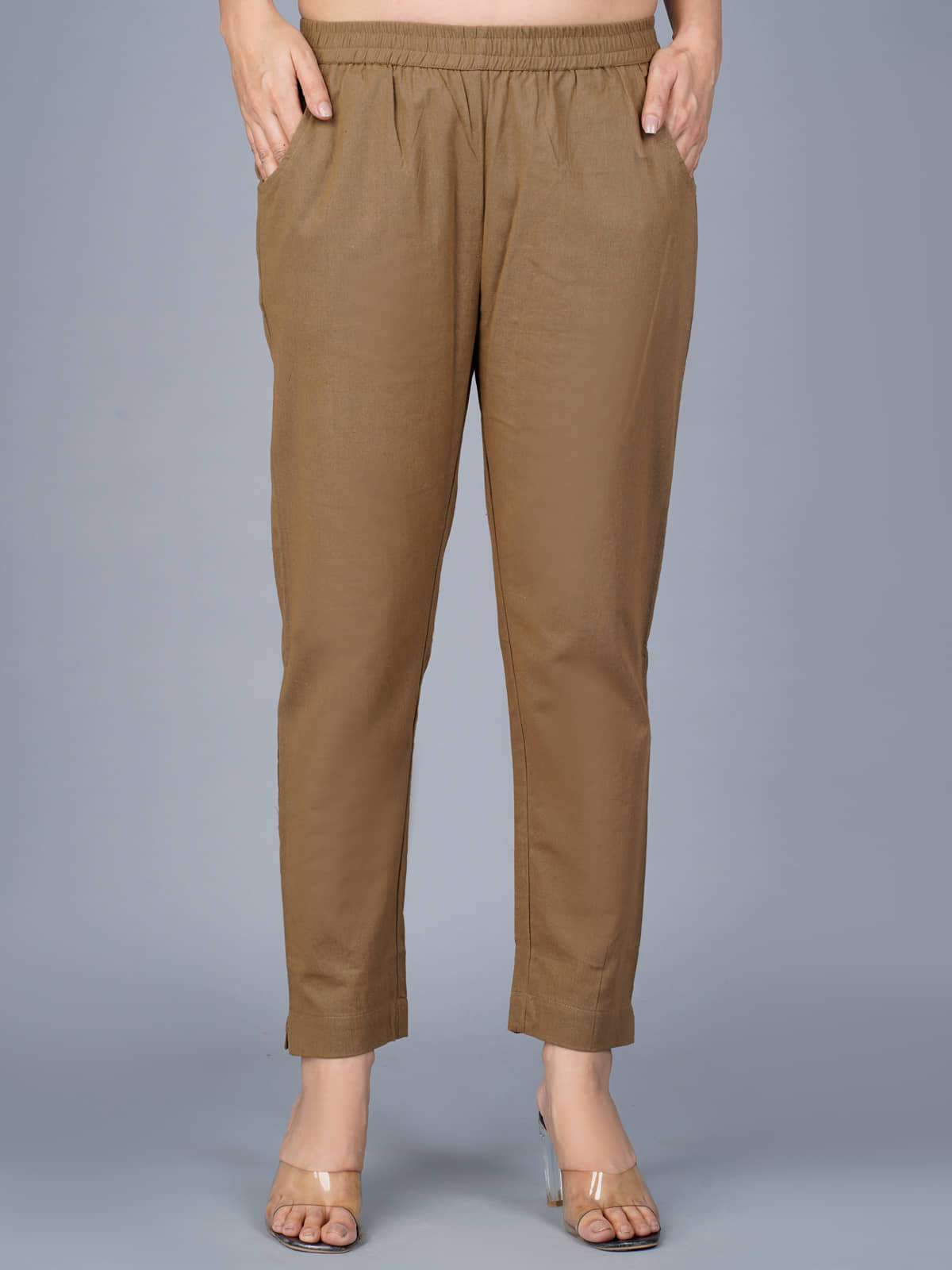 QuaClo - Brown Cotton Regular Women's Casual Pants ( Pack of 1 ) - Trousers | Buy online on ZillyBuy