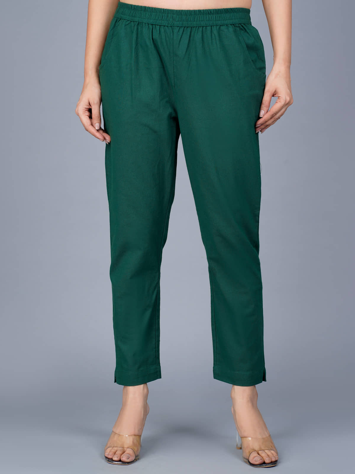 QuaClo - Green Cotton Regular Women's Casual Pants ( Pack of 1 ) - Trousers | Buy online on ZillyBuy