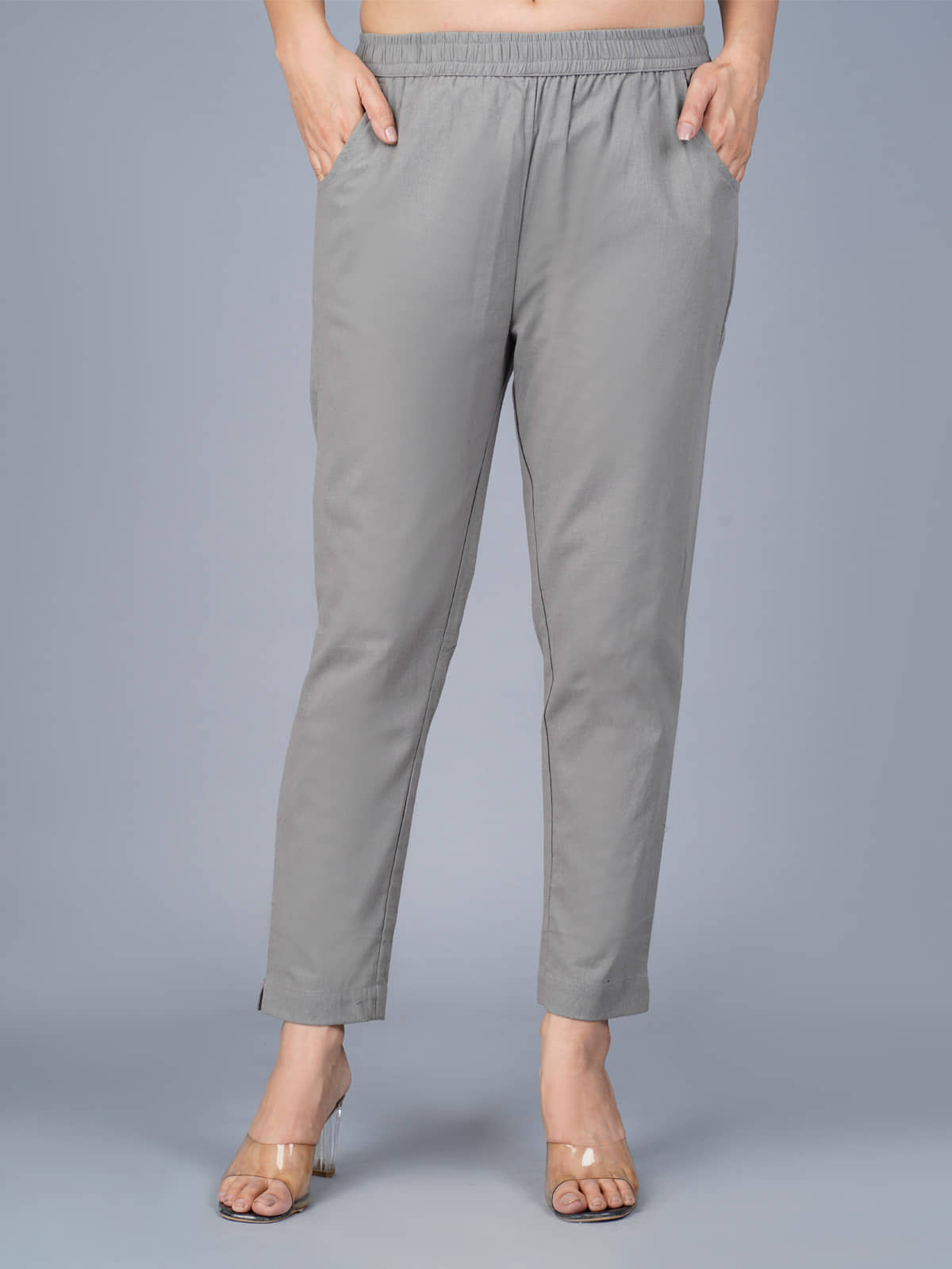 QuaClo - Grey Cotton Regular Women's Casual Pants ( Pack of 1 ) - Trousers | Buy online on ZillyBuy