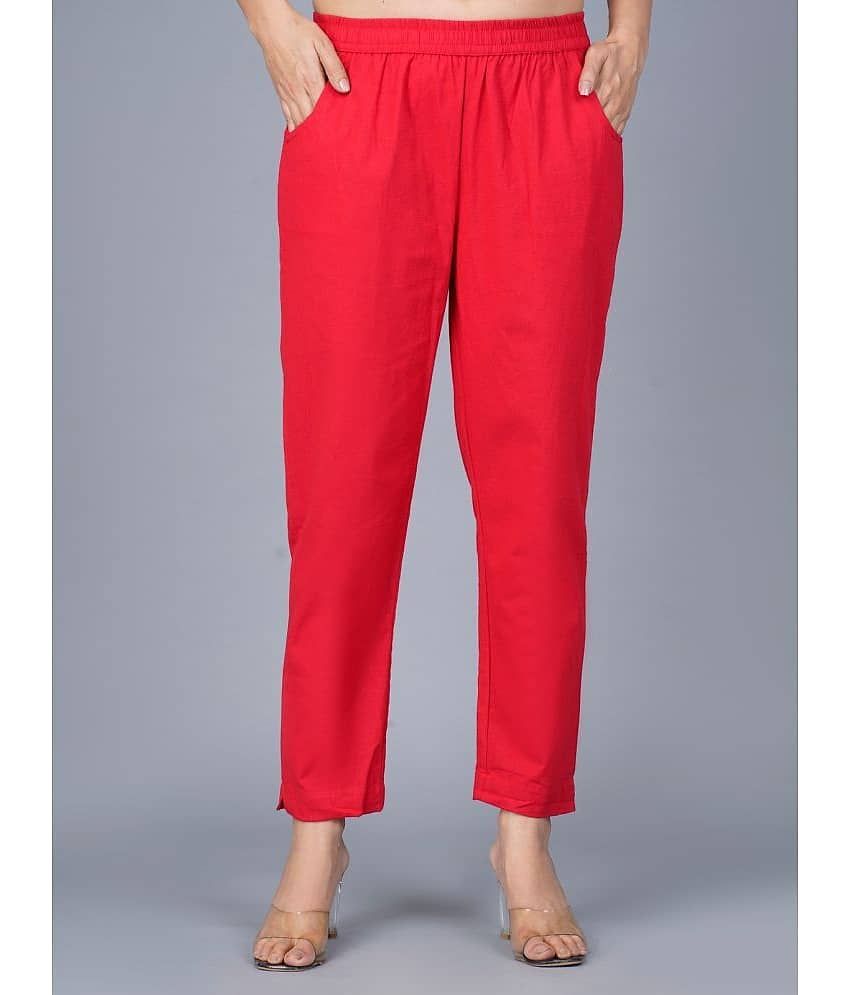 QuaClo - Red Cotton Regular Women's Casual Pants ( Pack of 1 ) - Trousers | Buy online on ZillyBuy