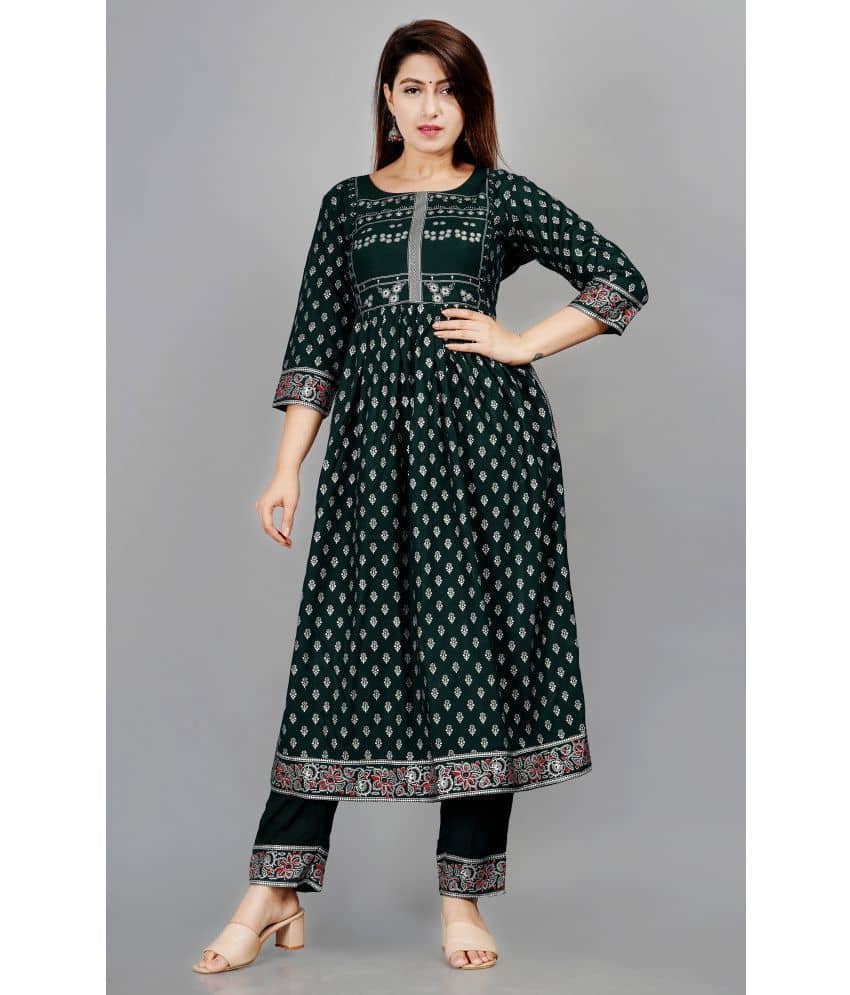 SIPET - Green Straight Rayon Women's Stitched Salwar Suit ( Pack of 1 )