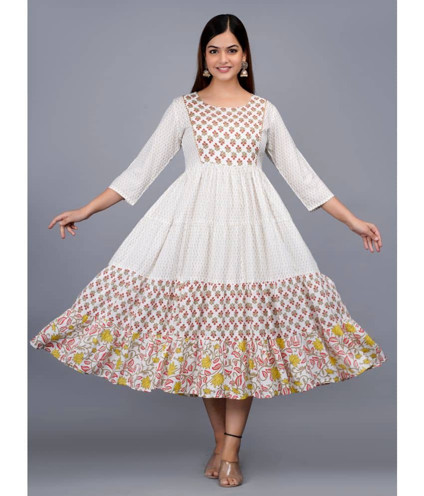 Smien - Off White Rayon Women's Flared Kurti ( Pack of 1 ) - Kurtis, Tunics | Buy online on ZillyBuy