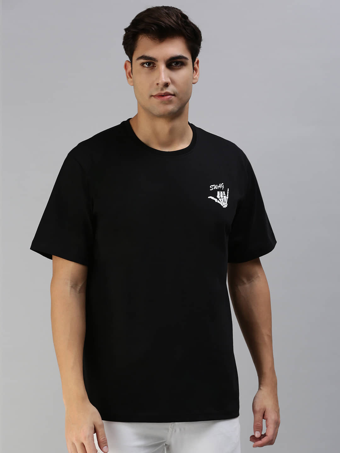 Veirdo Pack of 1 Cotton Oversized Fit Men's T-Shirt ( Black )