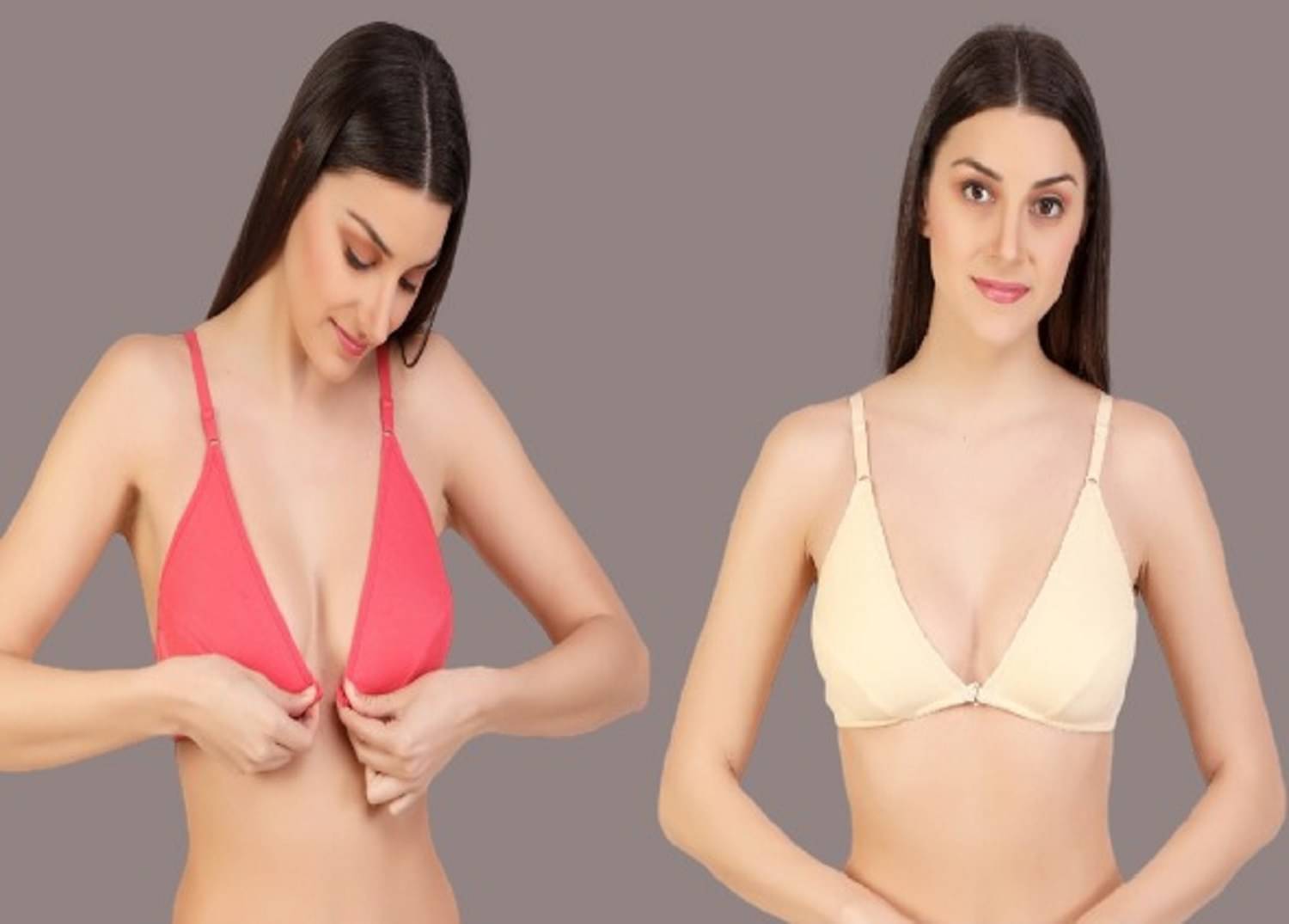 Zourt Pack of 2 Cotton Non Padded Women's Plunge Bra ( Multicolor ) Zourt Pack of 2 Cotton Non Padded Women's Plunge Bra ( Multicolor )