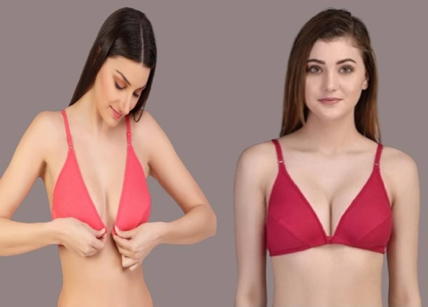 Zourt Pack of 2 Cotton Non Padded Women's Plunge Bra ( Multicolor ) Zourt Pack of 2 Cotton Non Padded Women's Plunge Bra ( Multicolor )