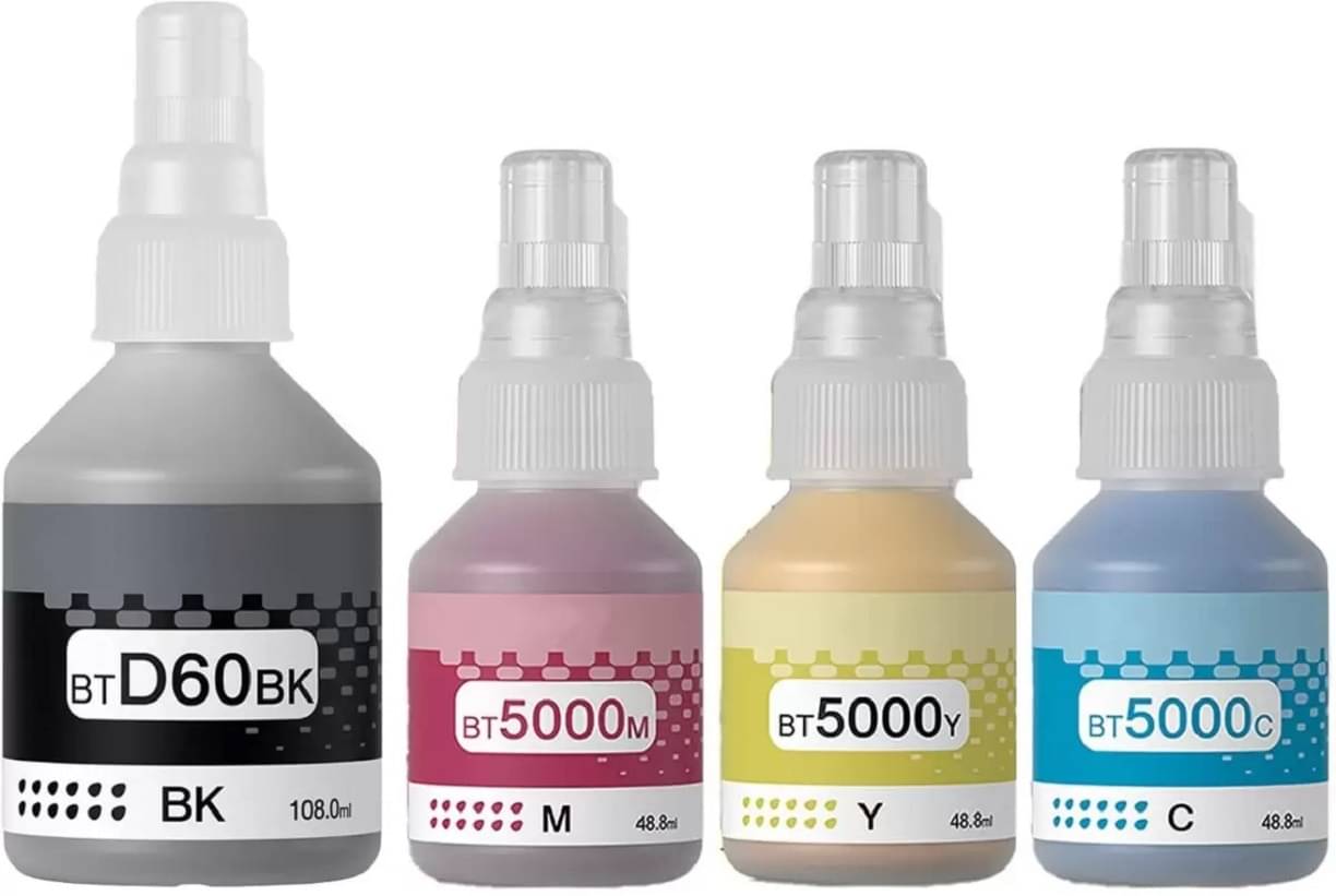     			zokio BROTHER  6000/7000 Multicolor Pack of 4 Cartridge for Brother BT5000 & BT6000BK use printer DCP-T300, DCP-T500, DCP-T700W, MFC-T800W
