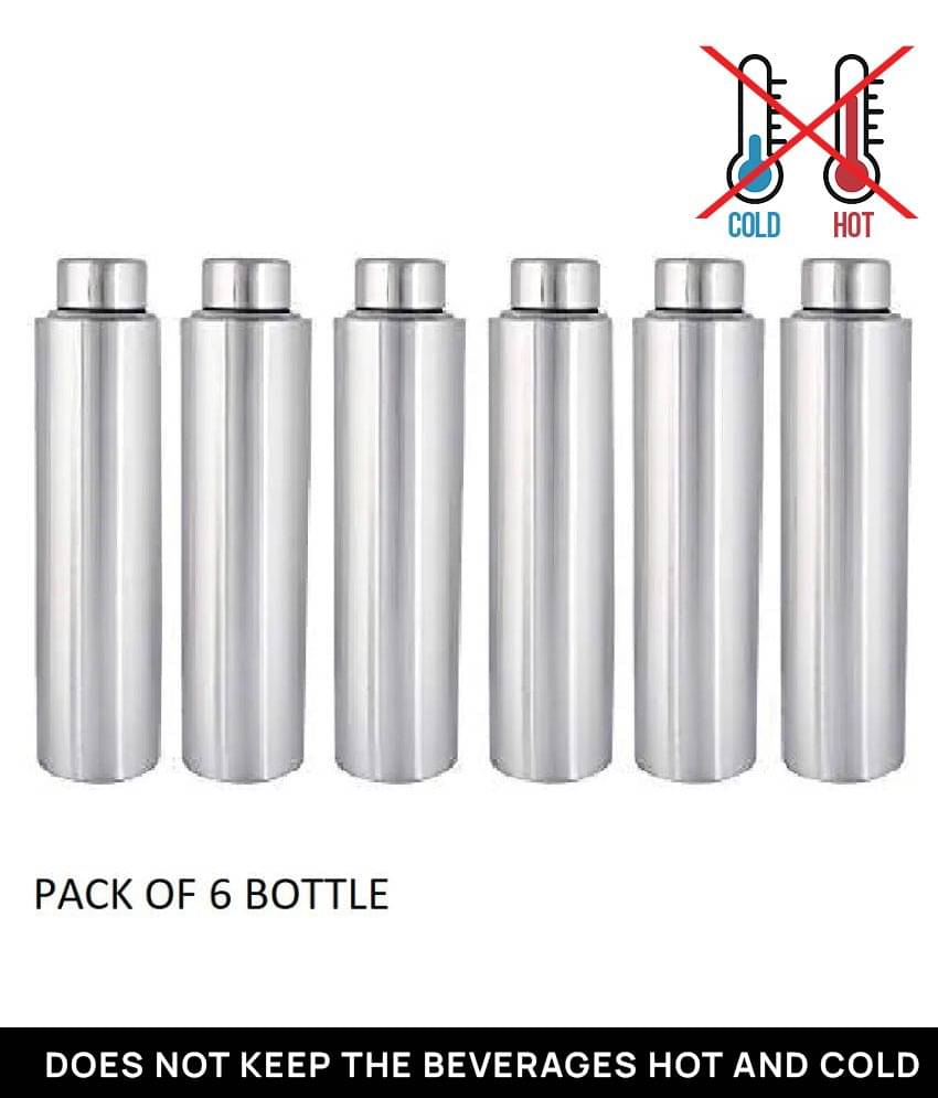     			AKG S S BOTTLE Silver 1000 mL Steel Water Bottle set of 6