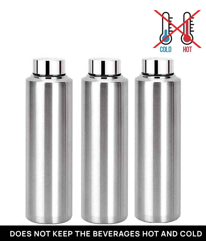 AKG Silver 600 mL Steel Water Bottle set of 3
