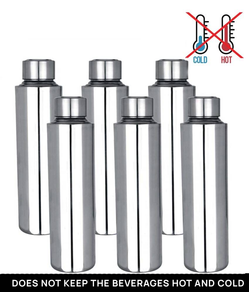     			AKG Stainless Steel Silver 900 mL Steel Water Bottle set of 6