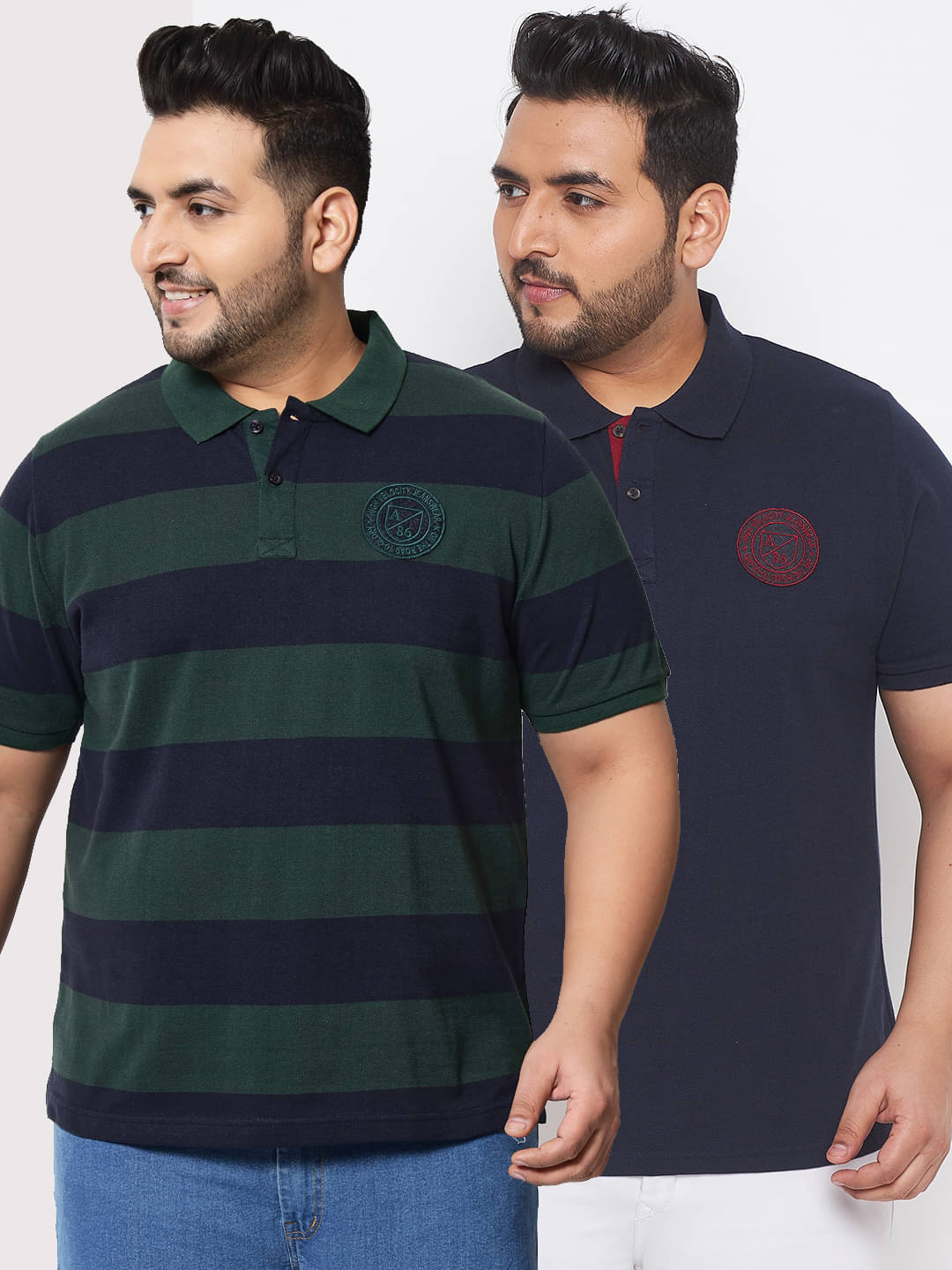     			AUSTIVO - Multicolor Cotton Blend Regular Fit Men's Polo T Shirt ( Pack of 2 )
