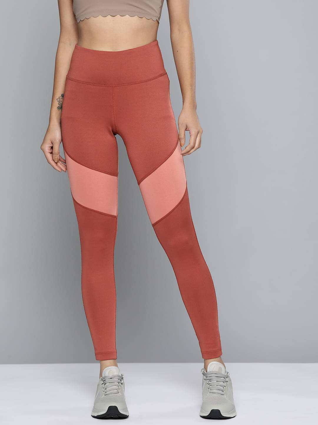     			Alcis Orange Polyester Solid Capri - Single