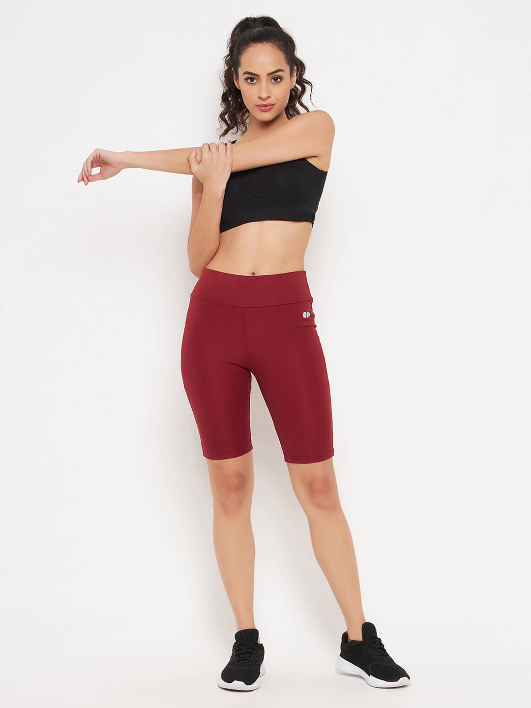     			Clovia Maroon Polyester Solid Shorts - Single