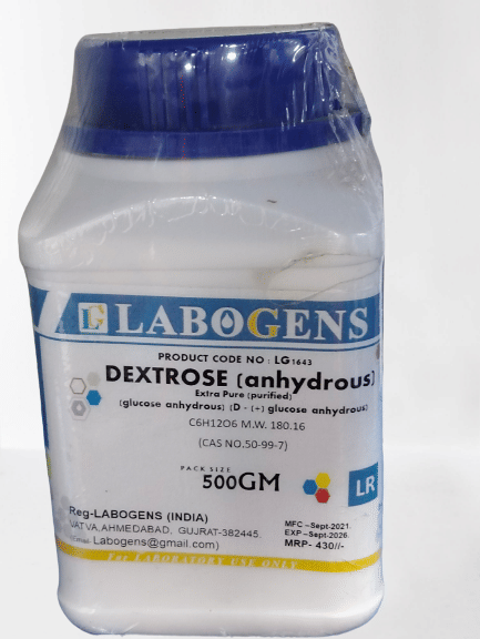     			DEXTROSE (anhydrous) Extra Pure (purified) 500GM