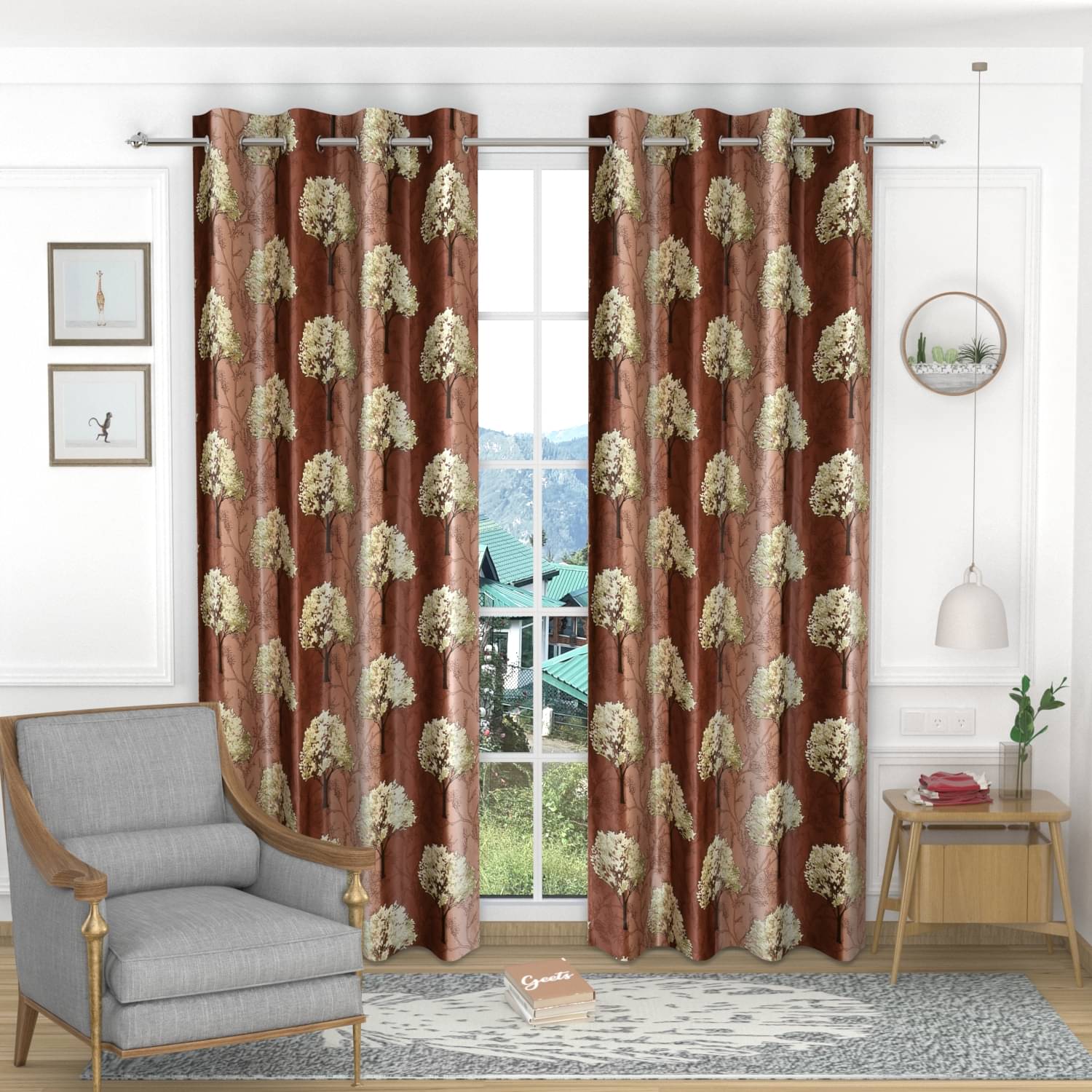 Homefab India Nature Blackout Eyelet Window Curtain 5ft (Pack of 2) - Brown Homefab India Nature Blackout Eyelet Window Curtain 5ft (Pack of 2) - Brown