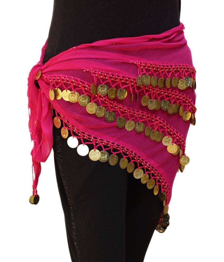 Kaku Fancy Dresses Magenta Golden Triangle Belly Belt for Western Belly Dance -Magenta & Golden, Free Size, for Girls     			Kaku Fancy Dresses Magenta Golden Triangle Belly Belt for Western Belly Dance -Magenta & Golden, Free Size, for Girls