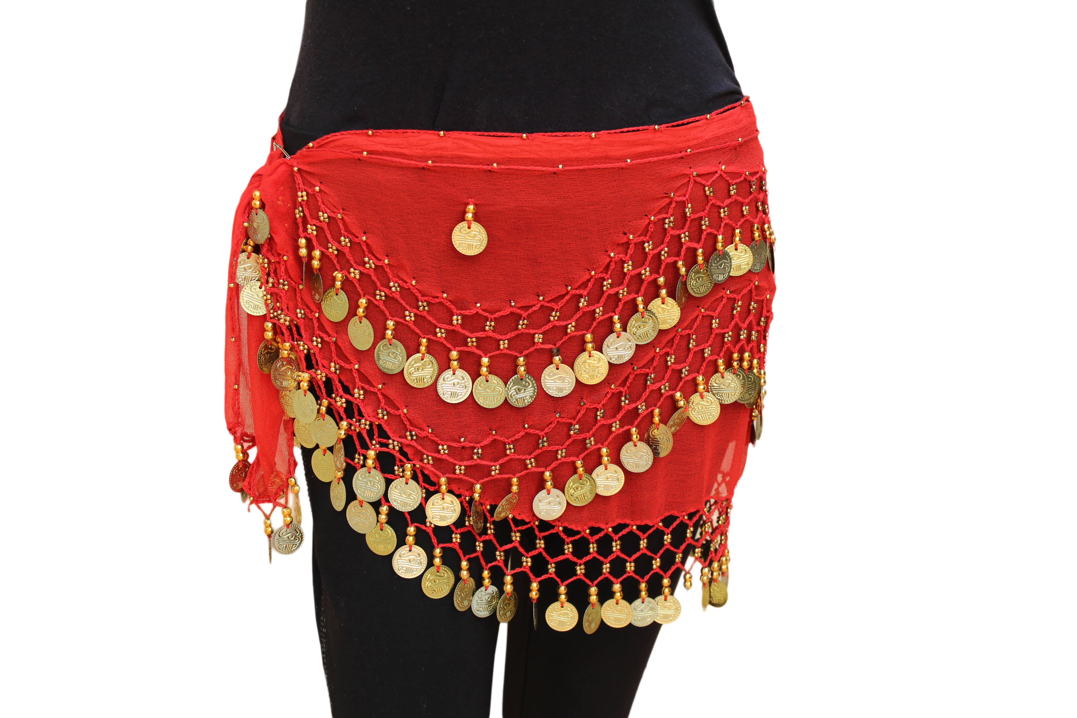 Kaku Fancy Dresses Red Golden Lehariya Belly Belt for Western Belly Dance -Red & Golden, Free Size, for Girls Kaku Fancy Dresses Red Golden Lehariya Belly Belt for Western Belly Dance -Red & Golden, Free Size, for Girls