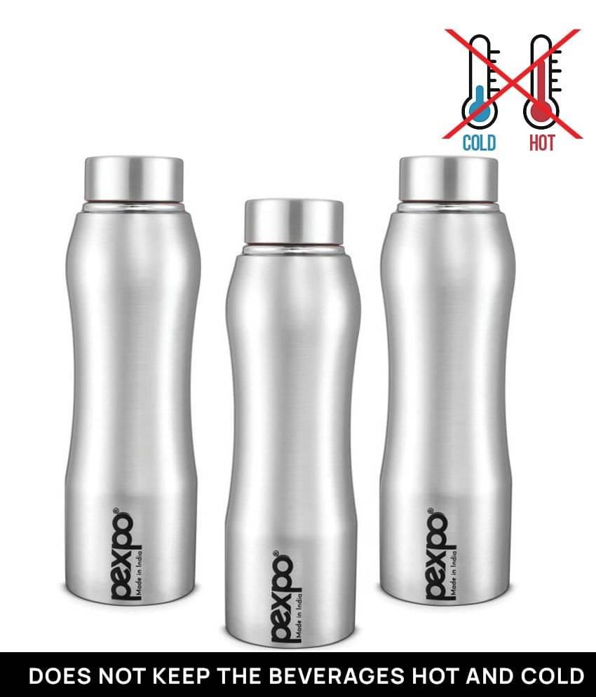     			PEXPO 1000 ml Stainless Steel Fridge Water Bottle (Set of 3, Silver, Bistro)