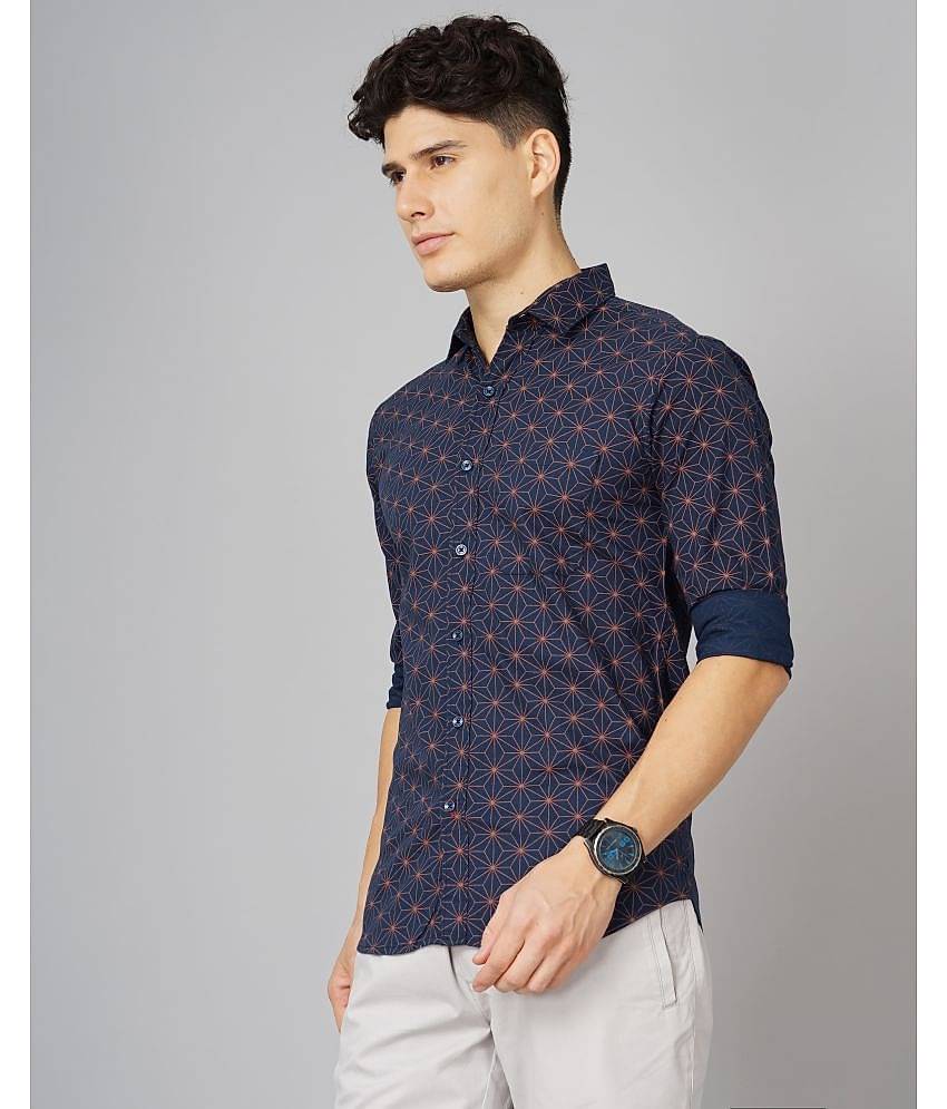 Paul Street - Navy Blue 100% Cotton Slim Fit Men's Casual Shirt ( Pack of 1 )